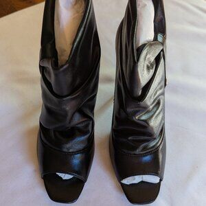 Fabulosity black open toe bootie with 4" heel